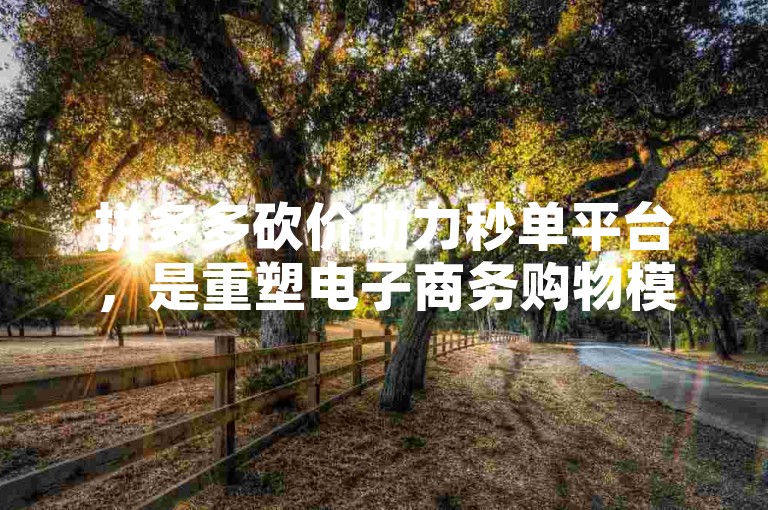 拼多多砍价助力秒单平台，是重塑电子商务购物模式的核心动力。