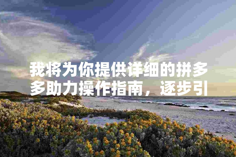 我将为你提供详细的拼多多助力操作指南，逐步引导你完成整个助力过程。