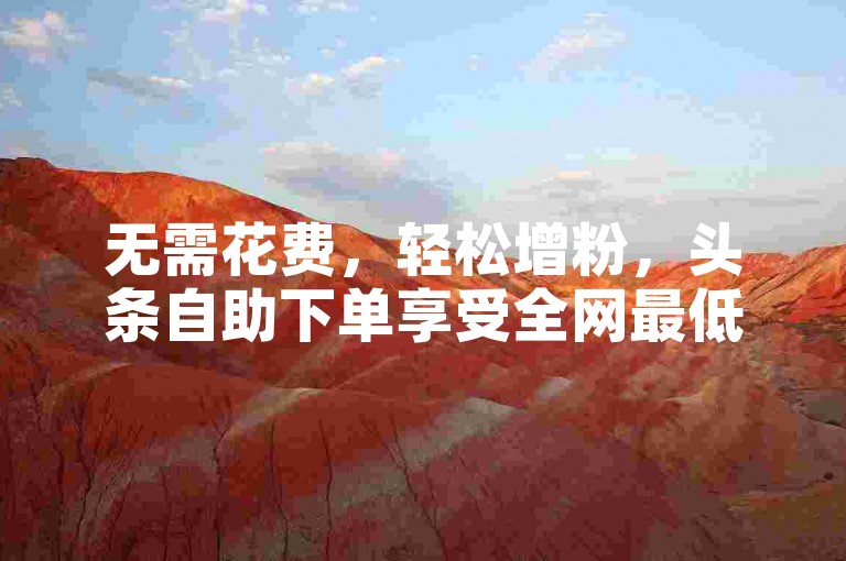 无需花费，轻松增粉，头条自助下单享受全网最低价。