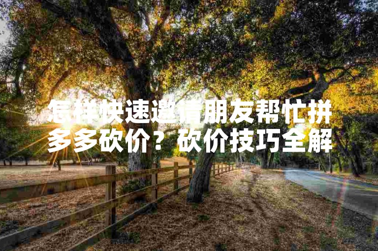 怎样快速邀请朋友帮忙拼多多砍价？砍价技巧全解析！