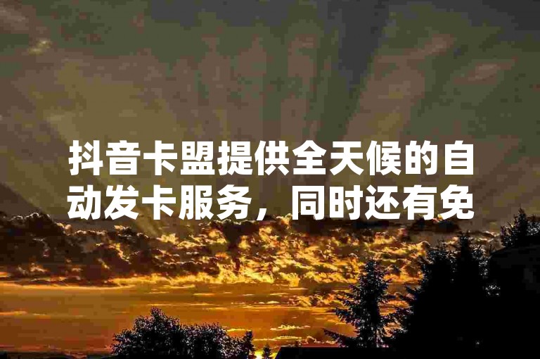 抖音卡盟提供全天候的自动发卡服务，同时还有免费的pdd助力网站。