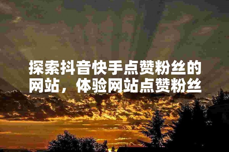 探索抖音快手点赞粉丝的网站，体验网站点赞粉丝的魅力，让精彩互动更加生动！