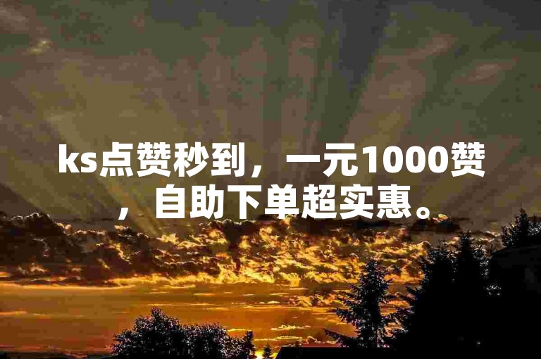 ks点赞秒到，一元1000赞，自助下单超实惠。