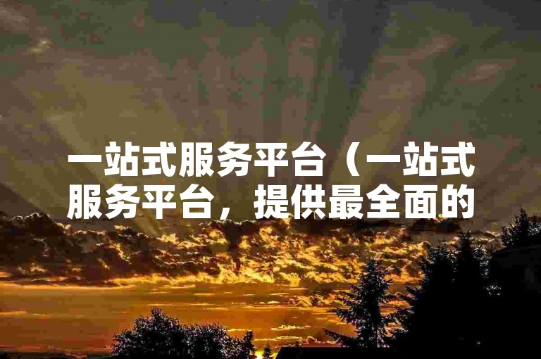 一站式服务平台（一站式服务平台，提供最全面的在线下单解决方案）