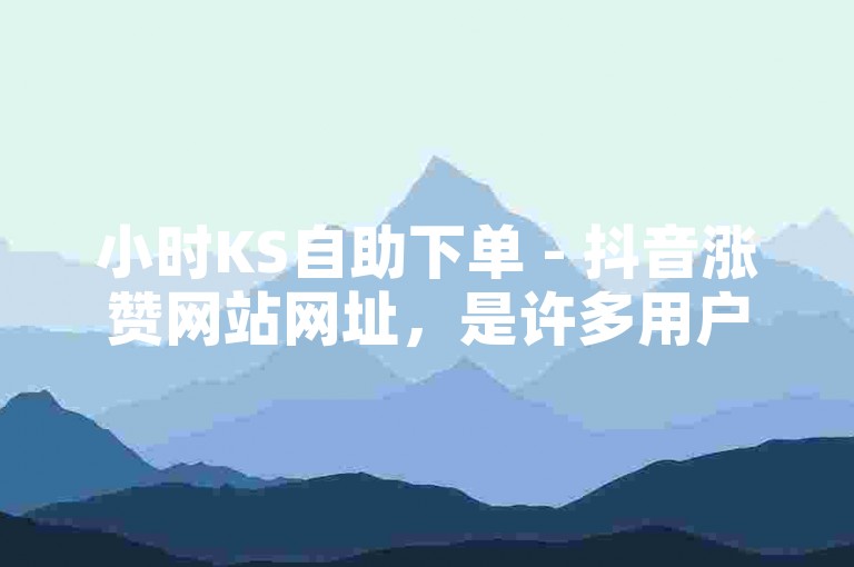 小时KS自助下单 - 抖音涨赞网站网址，是许多用户寻求快速提升抖音视频热度的首选平台。
