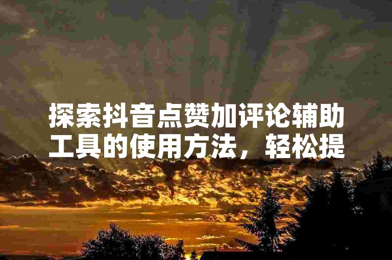 探索抖音点赞加评论辅助工具的使用方法，轻松提升你的社交互动效率。