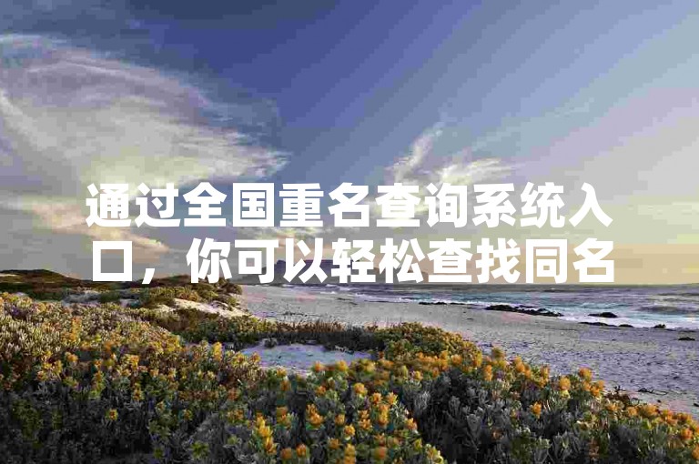 通过全国重名查询系统入口，你可以轻松查找同名人士的信息，而一个提供0.1元换取一万赞的平台则展示了网络推广服务的一种形式。