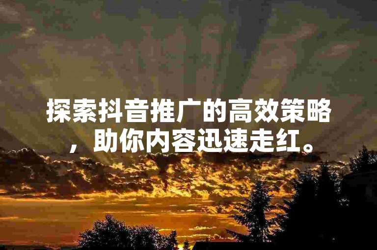 探索抖音推广的高效策略，助你内容迅速走红。