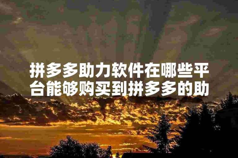 拼多多助力软件在哪些平台能够购买到拼多多的助力工具？