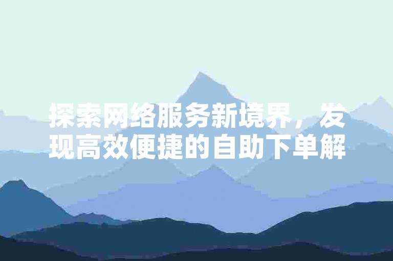 探索网络服务新境界，发现高效便捷的自助下单解决方案。