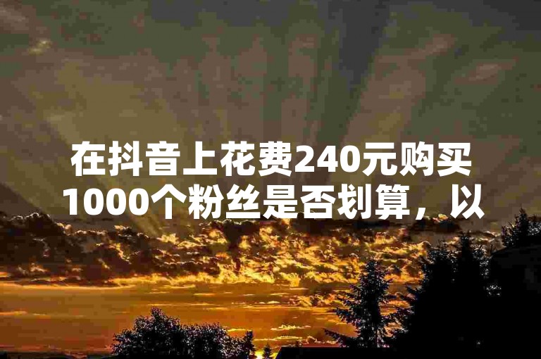 在抖音上花费240元购买1000个粉丝是否划算，以及这种行为是否会对账号产生不利影响呢？