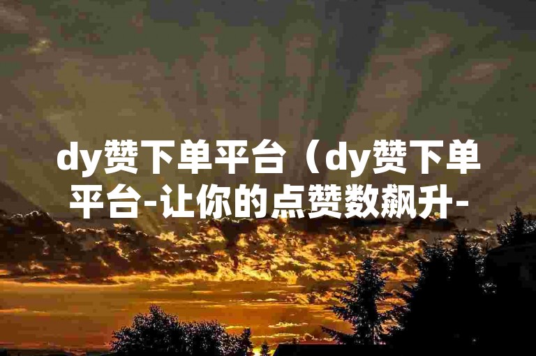 dy赞下单平台（dy赞下单平台-让你的点赞数飙升-快速增强网络人气）