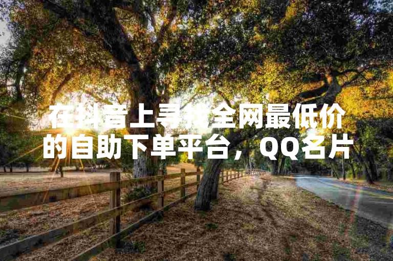 在抖音上寻找全网最低价的自助下单平台，QQ名片赞在线自助下单ks首页是您的理想选择。