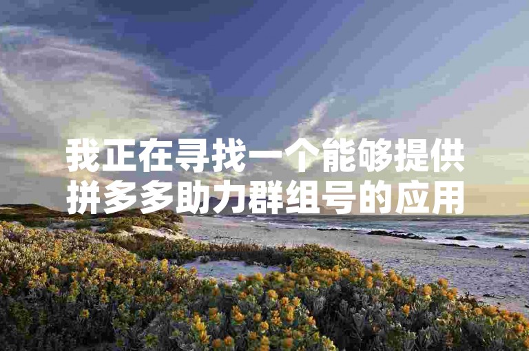 我正在寻找一个能够提供拼多多助力群组号的应用程序，以便更轻松地获取帮助。