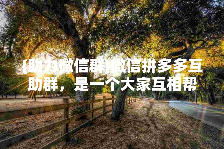 {助力微信群}微信拼多多互助群，是一个大家互相帮助砍价、助力的温馨社群。