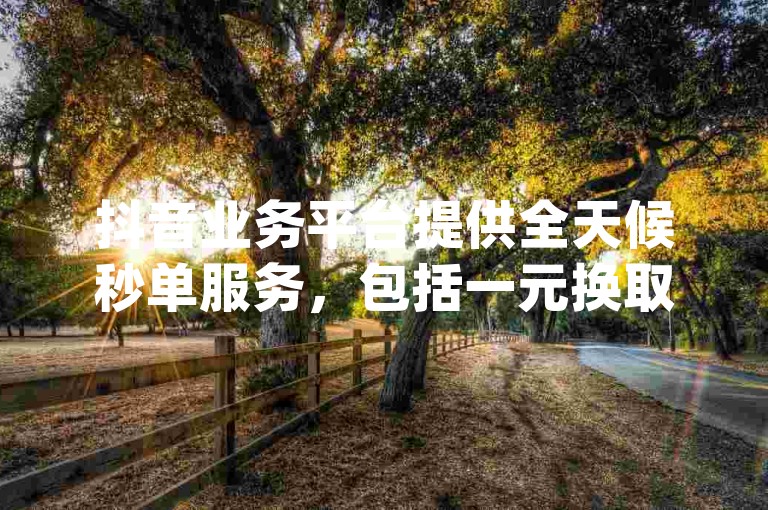 抖音业务平台提供全天候秒单服务，包括一元换取一百赞的买赞服务，以及便捷的dy业务下单功能。