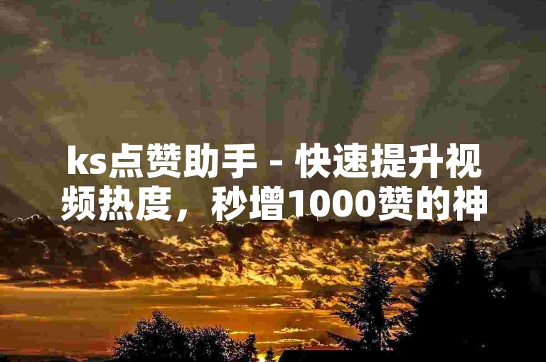 ks点赞助手 - 快速提升视频热度，秒增1000赞的神器！
