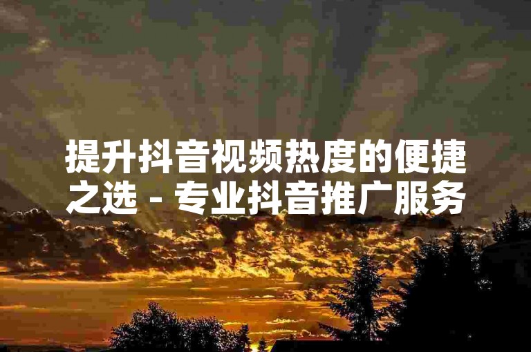 提升抖音视频热度的便捷之选 - 专业抖音推广服务支持微信支付。