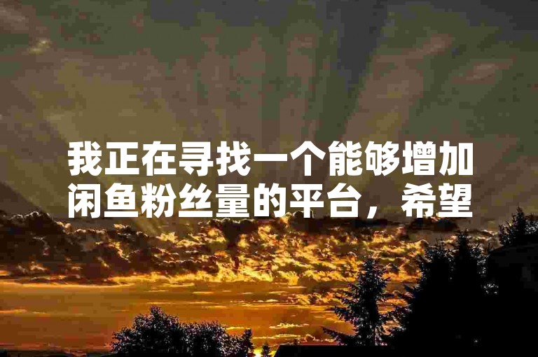 我正在寻找一个能够增加闲鱼粉丝量的平台，希望能购买100个点赞。
