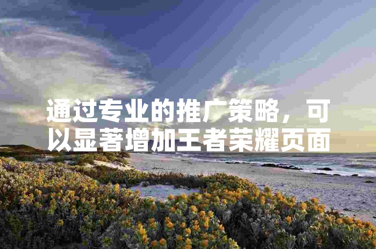 通过专业的推广策略，可以显著增加王者荣耀页面的浏览量和人气值。