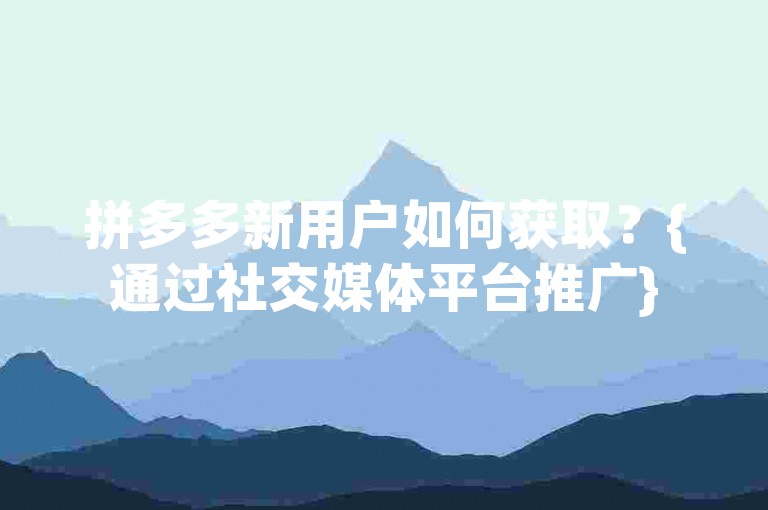 拼多多新用户如何获取？{通过社交媒体平台推广}