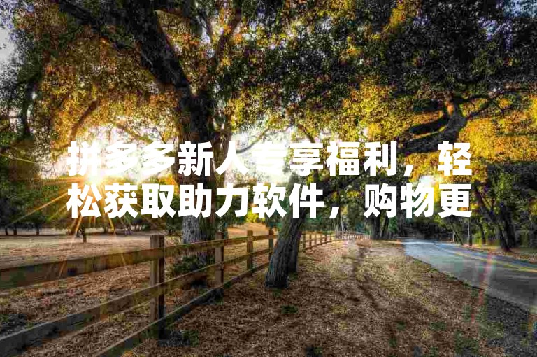 拼多多新人专享福利，轻松获取助力软件，购物更省心。