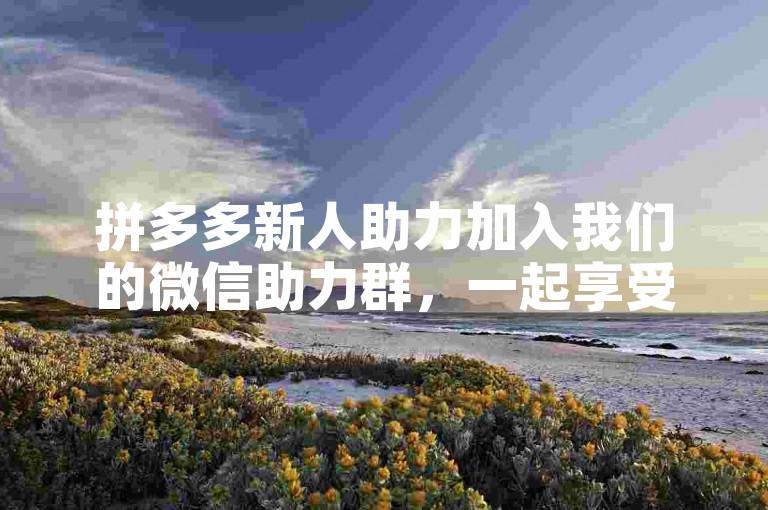 拼多多新人助力加入我们的微信助力群，一起享受拼团乐趣！