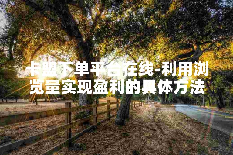卡盟下单平台在线-利用浏览量实现盈利的具体方法是什么？