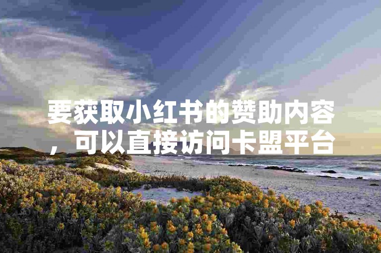要获取小红书的赞助内容，可以直接访问卡盟平台的官网进行在线操作。