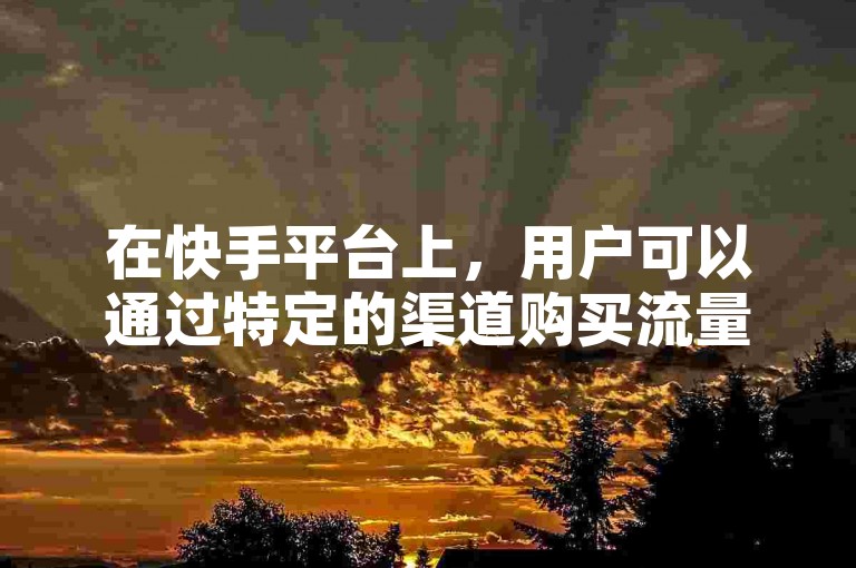 在快手平台上，用户可以通过特定的渠道购买流量以增加视频的曝光度和观看次数。