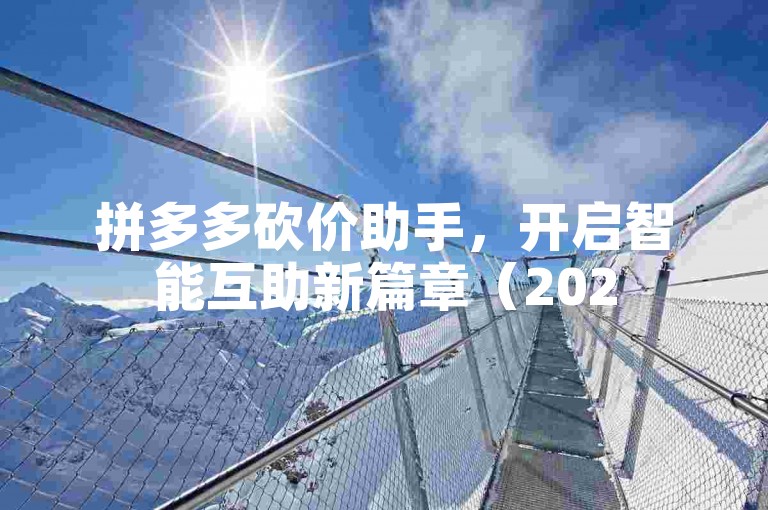 拼多多砍价助手，开启智能互助新篇章（2025前瞻）