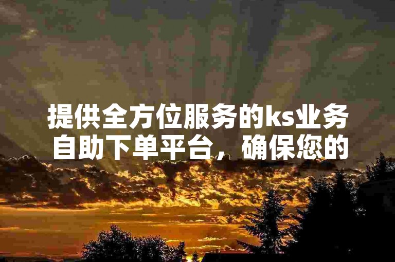 提供全方位服务的ks业务自助下单平台，确保您的播放量需求以全网最低价格得到满足。