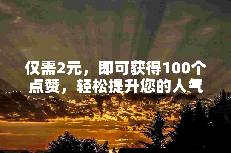 仅需2元，即可获得100个点赞，轻松提升您的人气。