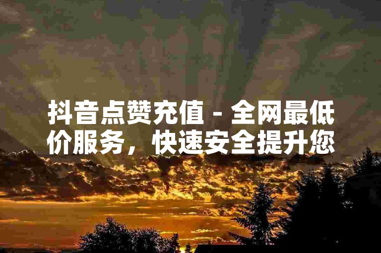 抖音点赞充值 - 全网最低价服务，快速安全提升您的视频热度。