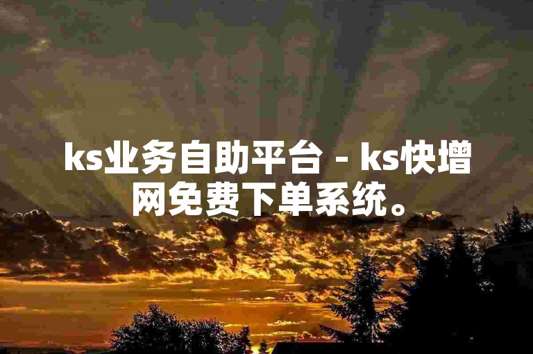 ks业务自助平台 - ks快增网免费下单系统。