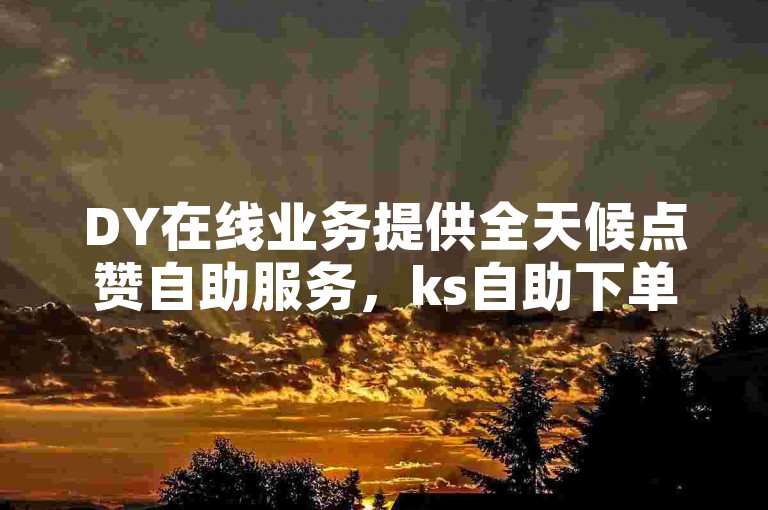 DY在线业务提供全天候点赞自助服务，ks自助下单平台网站以低价小赵为特色。