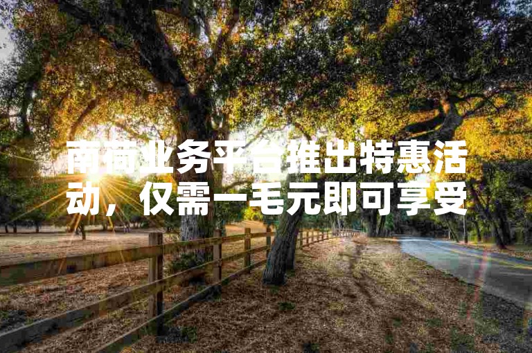 南荷业务平台推出特惠活动，仅需一毛元即可享受0元下单专区的优惠。