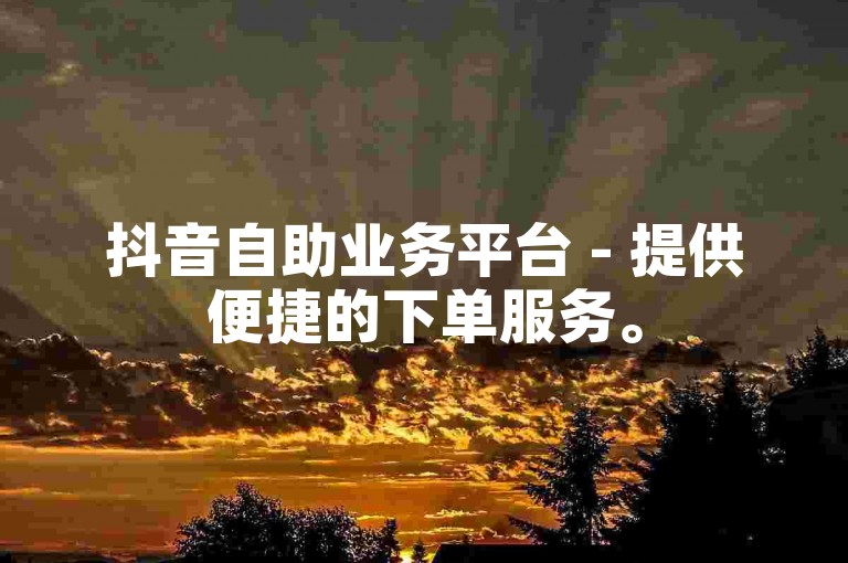 抖音自助业务平台 - 提供便捷的下单服务。