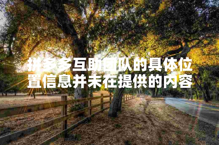 拼多多互助团队的具体位置信息并未在提供的内容中明确给出。