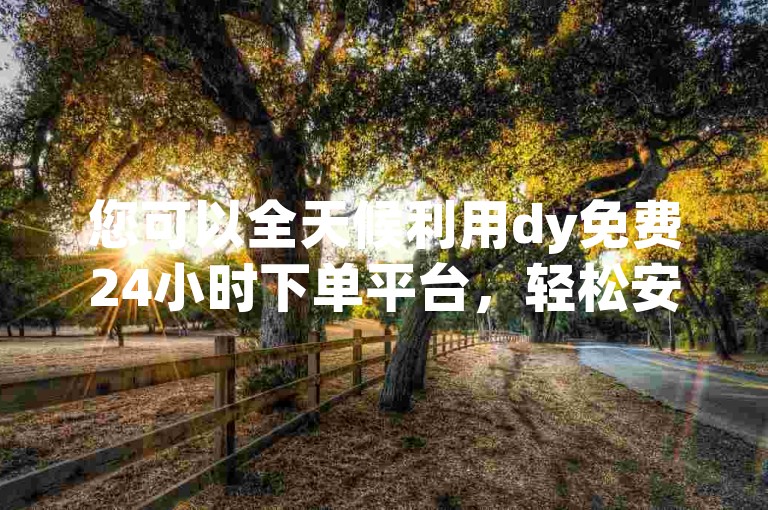 您可以全天候利用dy免费24小时下单平台，轻松安排任何时刻的订单需求。