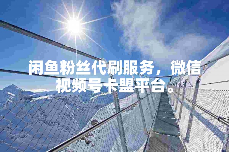 闲鱼粉丝代刷服务，微信视频号卡盟平台。
