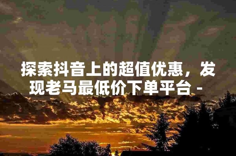探索抖音上的超值优惠，发现老马最低价下单平台 - 精选全网最热门的订购平台，让你享受无与伦比的购物乐趣！