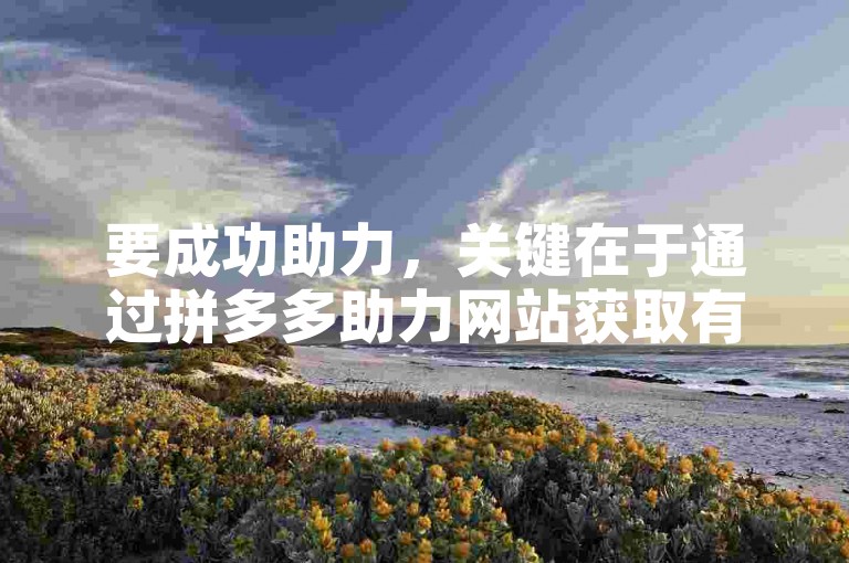 要成功助力，关键在于通过拼多多助力网站获取有效的帮助。