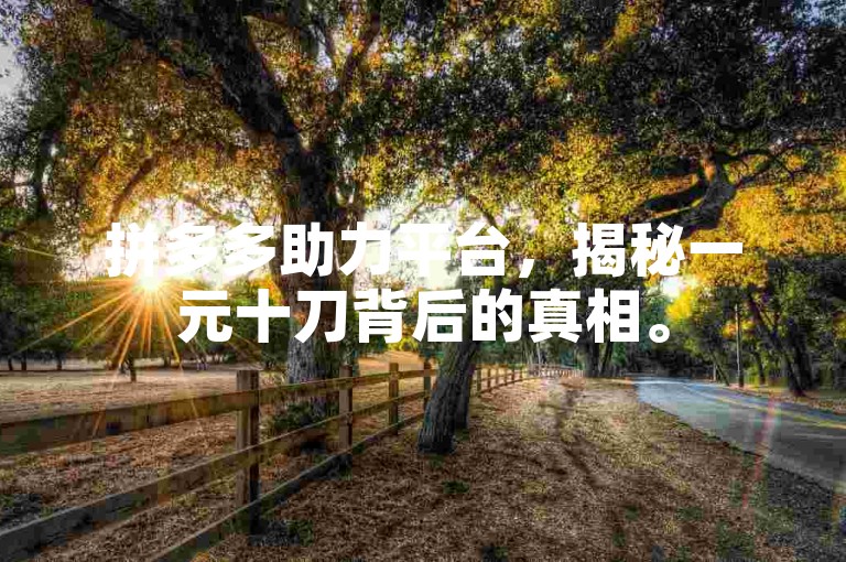 拼多多助力平台，揭秘一元十刀背后的真相。