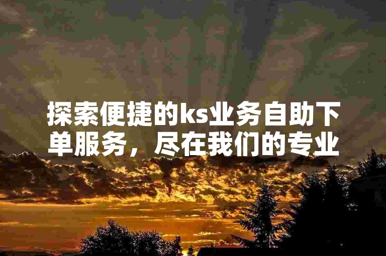 探索便捷的ks业务自助下单服务，尽在我们的专业平台。