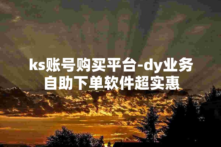 ks账号购买平台-dy业务自助下单软件超实惠