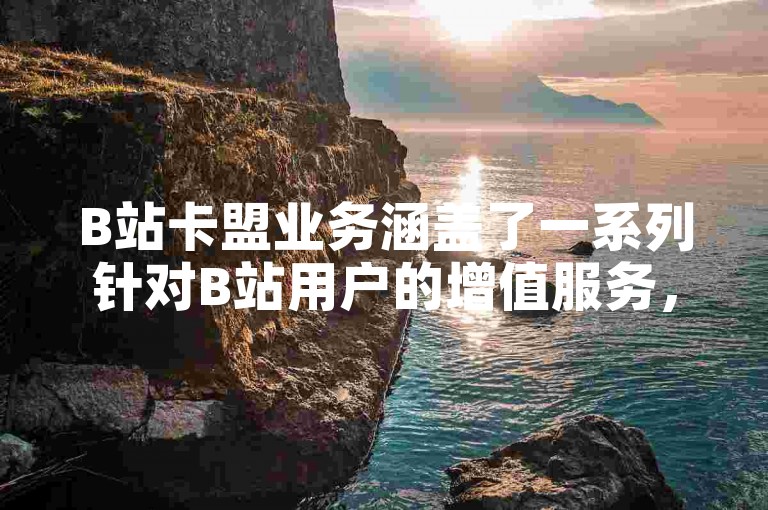B站卡盟业务涵盖了一系列针对B站用户的增值服务，旨在提升用户体验和满足多样化的需求。