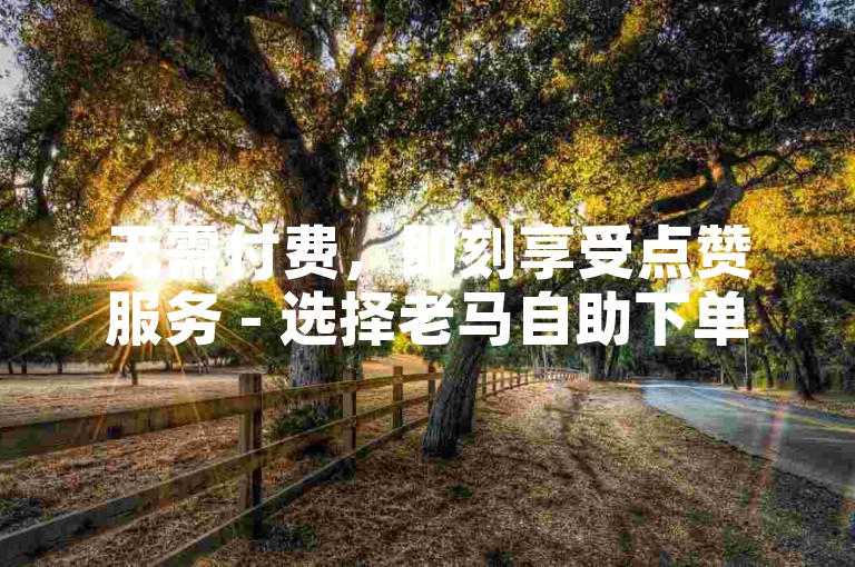 无需付费，即刻享受点赞服务 - 选择老马自助下单平台。