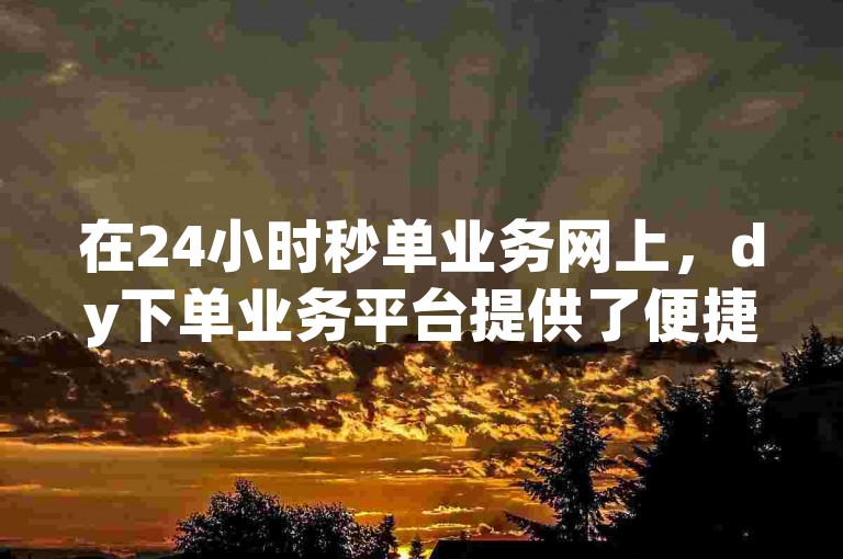 在24小时秒单业务网上，dy下单业务平台提供了便捷的服务。