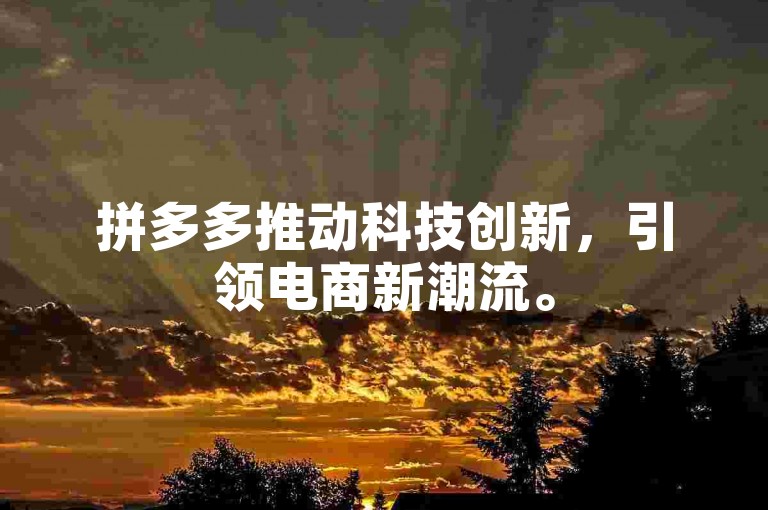 拼多多推动科技创新，引领电商新潮流。